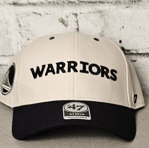 Golden State Warriors ’47 Brand MVP Adjustable Hat NBA Cream Black Cap
